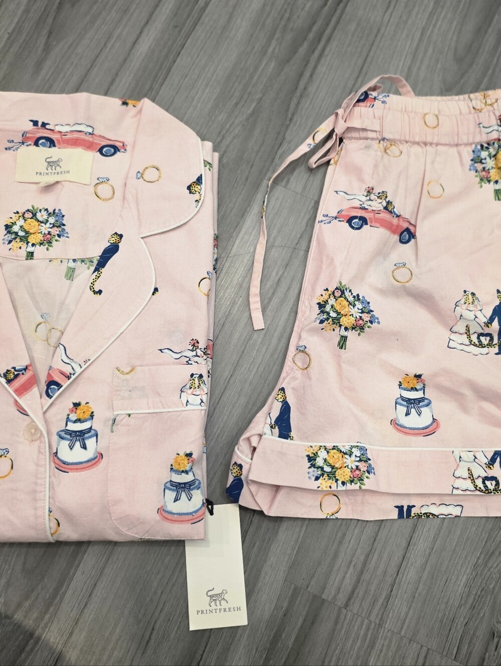 $148 Printfresh Short PJ Set in Happily Ever After Sz Medium - Picture 7 of 8